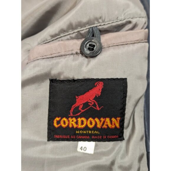 Cordovan Montreal Leather Jacket Grey w/ Red Accent Size 40 Mens Bomber Vtg - Picture 9 of 10